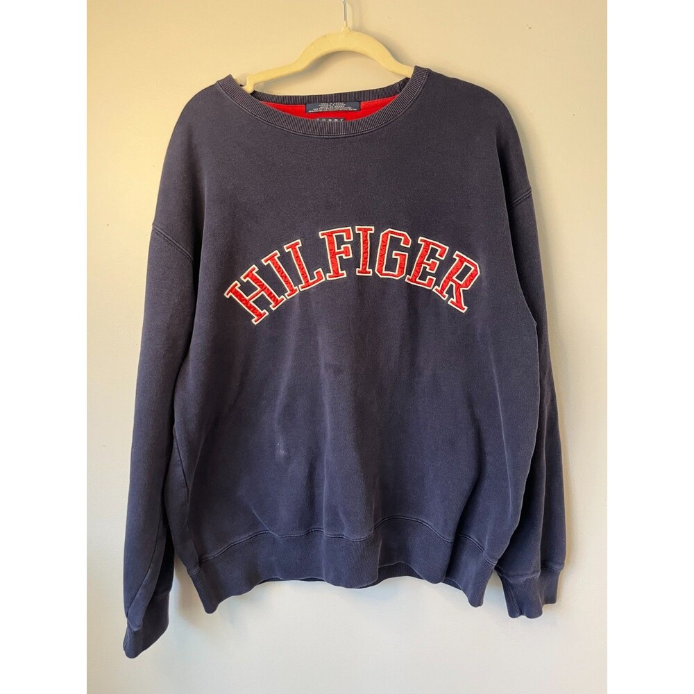 Tommy Hilfiger Women’s Navy Crew Neck Sweater Size Large Classic Pullover Logo